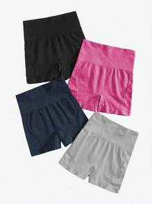Easithlete 4入組無縫緊身運動短褲,彈性織物短褲,減少晃動 - 彩色 - 查看 3