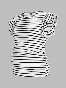 Modmama Maternity Casual Flounce Hem T-Shirt Set - Multicolor - View 6