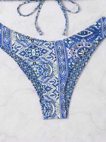 SHEIN Swim Summer Beach Paisley Printed Bandeau Bikini Set With Separate Swimwear - Multicolor - View 4