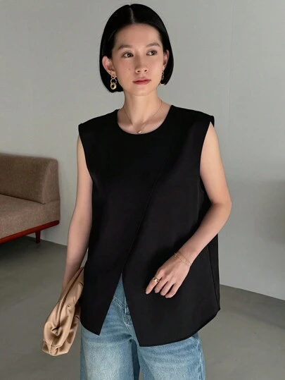 FRIFUL 女士純色分擔式休閒背心上衣