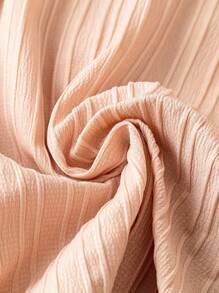 SHEIN Clasi Plus Size Women's Solid Color Sleeveless Blouse With Front Tie - Apricot - View 5