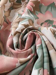 Breezaya 大尺碼女款花卉印花拼接前繫帶連身裙 - 彩色 - 查看 4