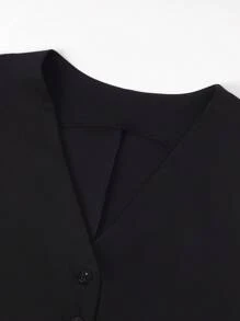 SHEIN EZwear Women's Solid Color Pleated Business Suit Vest In Fall/Winter