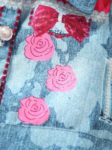 SHEIN Young Girl Denim Effect Vest & Skirt And Letter Printed T-Shirt 2pcs/Set - Multicolor - View 5