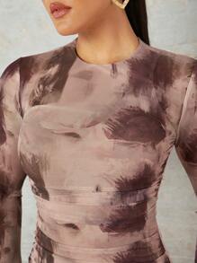 Silquee Women's Tie-Dye Printed Slim Fit Bodycon Dress