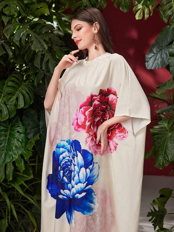 Al Najma 花卉印花蝙蝠袖洋裝