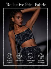 GLOWMODE FeatherFit™-Air Glow For It Reflective Starry Night Adjustable Sports Bra Light Support Low Impact Daily - Black - View 5