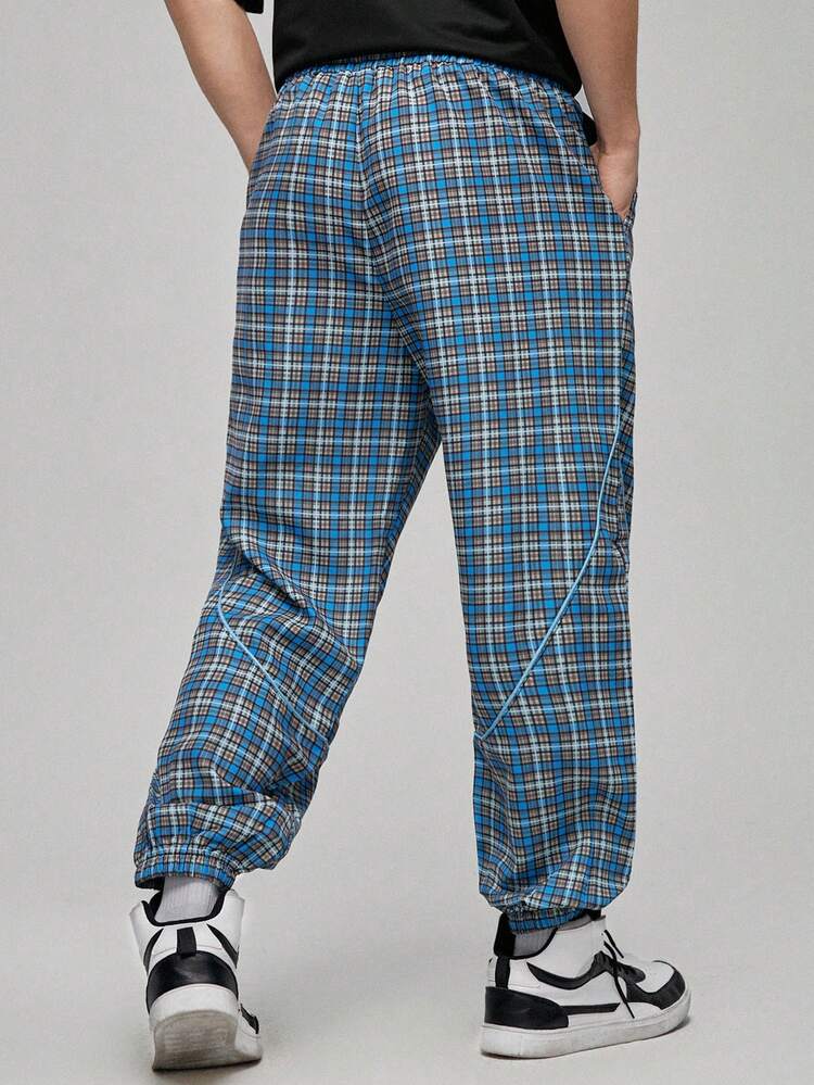 Men's Plaid Drawstring Waist Pants
