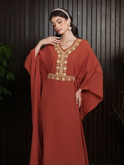 Al Najma 女士短袖蝙蝠袖刺繡裝