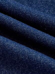 SHEIN MOD Crossed Strap Flared Jeans, Denim Effect - Medium Wash - View 3