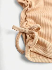 SHEIN Girlism Tween 女童针织纯色褶皱连衣裙套装 3 件套 - 彩色 - 查看 9