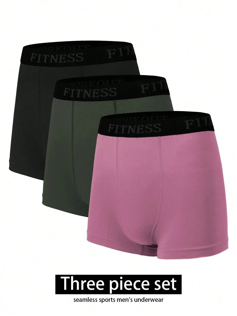 Manfinity Sport Corelite Men's 3pcs/Set Sports Boxer Briefs With Letter Print - Multicolor - View 1