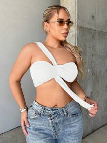 SHEIN SXY Top Corto Y Retorcido De Color Sólido Para Mujer - Blanco - Ver 5