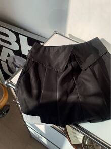 Comfortcana Ladies' Solid Color Waist Folded Pleated Skirt