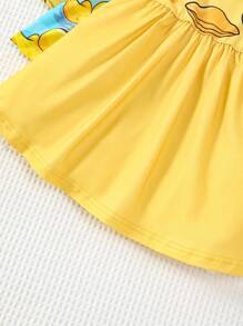 Vestido Fofo De Várias Peças Com Padrão De Pato Para Bebê Menina - Multicolorido - Visão 3