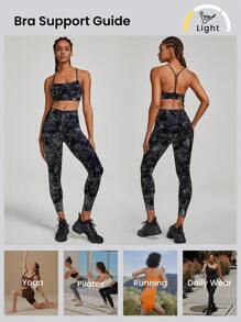 GLOWMODE FeatherFit™-Air Glow For It Reflective Starry Night Adjustable Sports Bra Light Support Low Impact Daily - Black - View 6