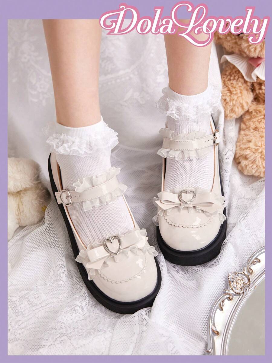 Dola Lovely 女式蕾絲裝飾時尚楔形跟泵鞋 - 杏色 - 查看 1