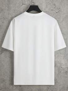 Manfinity Homme Áo thun nam trơn cổ tròn tay ngắn màu trơn, quà tặng bạn trai - trắng - Xem 3