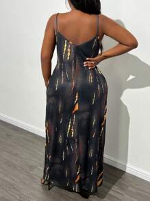 Slaydiva Kích thước lớn Lỏng lẻo Nhuộm buộc Dây đeo Mì Ý  Đầm Với Túi Đối với Thông thường hàng ngày Mặc - Nhiều màu - Xem 5