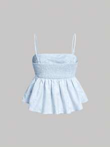 SHEIN MOD Women's Solid Color Ruffle Hem Camisole Tank Top With Spaghetti Straps