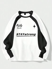 Aesthetic Post Camiseta Para Hombre De Manga Larga Y Estampada Con Letra En Estilo Raglán - Blanco - Ver 5