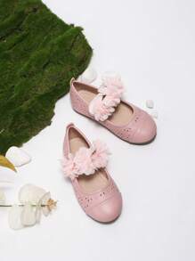 Girls' Spring/Summer Casual And Fashionable Flat Princess Sandals With Cute Small Flower Decor In Pink Color - Pink - View 5