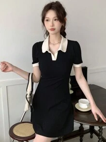 DAZY Women's Short Color Block Dress Sundress