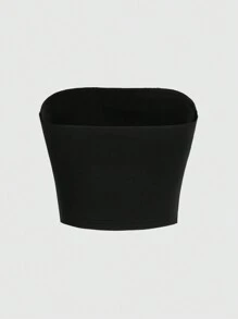 ROMWE Grunge Punk Quý cô Thon gọn Áo Bandeau  Với Tối Cô gái Goth hiện đại Sọ In Hoa hồng Và Trang trí kim loại - màu đen - Xem 5