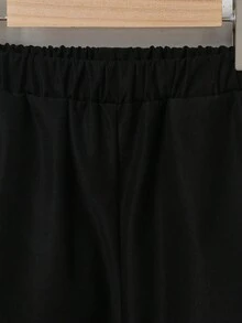 SHEIN Pantalones Cortos Deportivos De Tejido Con Estampado De Letras Para Niños Jóvenes - Negro - Ver 5