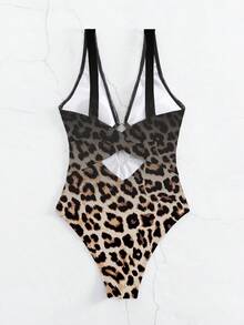Women's One-Piece Leopard Print Swimsuit - Multicolor - View 4