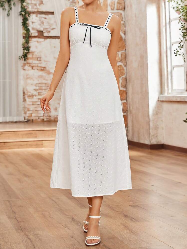 Color-Block Knotted Front Cami Dress