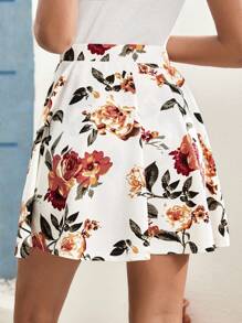 SHEIN Frenchy Floral Printed Mini Skirt Summer Pattern Printed Skort With Built-In Shorts Cottagecore, White Skirt, Wedding Season