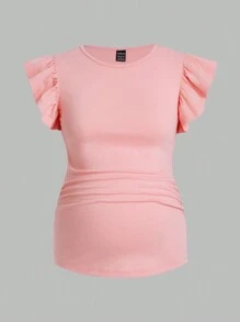 Modmama Maternity Casual Flounce Hem T-Shirt Set - Multicolor - View 9