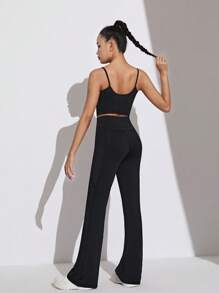 SHEIN 青少年女孩针织纯色两件套，含无袖吊带背心和休闲运动长裤 - 彩色 - 查看 2