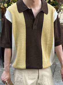 Manfinity Homme Maglia A Maglia A Manica Corta A Blocchi Di Colore Per Uomo