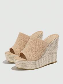 Women's Platform Wedge & Thick Sole Rope Sandals - Beige - View 2