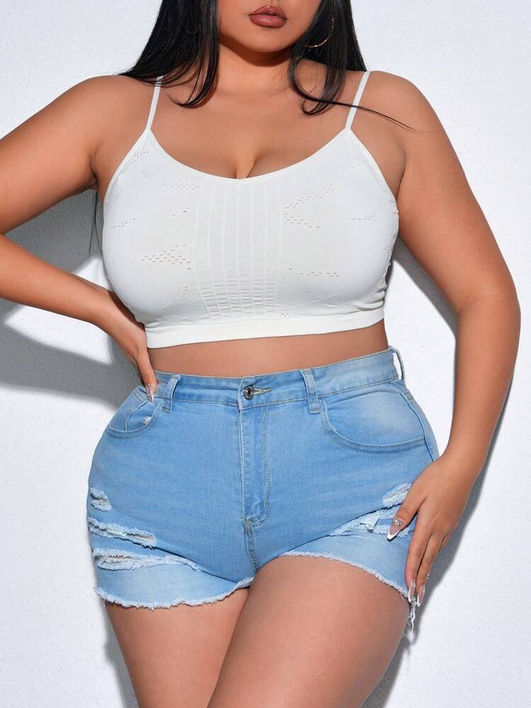 Plus Size Women's Solid Color Crop Top Camisole