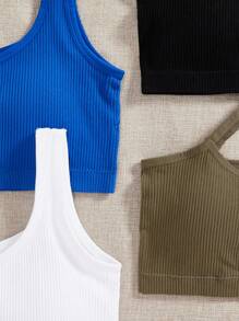 Easithlete 4入組一肩羅紋針織運動文胸 - 彩色 - 查看 5