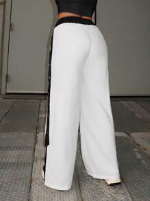 SHEIN SXY Tương phản Màu sắc Bên Khe Quần ống rộng Bóng bầu dục Phong cách Bóng rổ Phong cách Hoạt náo viên Quạt Jersey - Nhiều màu - Xem 7