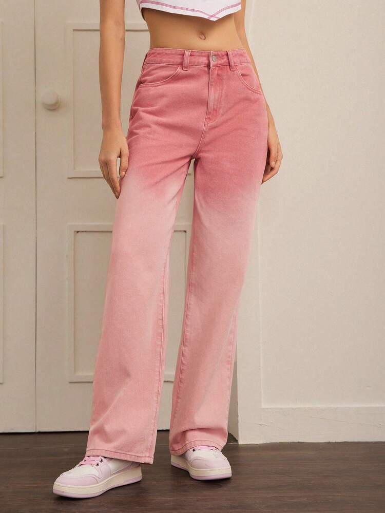 90s Call Back Pink Ombre Wide Leg Jeans