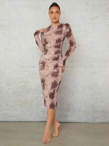 Silquee Women's Tie-Dye Printed Slim Fit Bodycon Dress