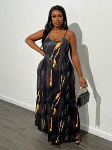 Slaydiva Kích thước lớn Lỏng lẻo Nhuộm buộc Dây đeo Mì Ý  Đầm Với Túi Đối với Thông thường hàng ngày Mặc - Nhiều màu - Xem 2