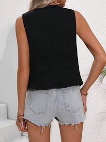 Chiquease 單排扣純色西裝背心女士 - 黑色 - 查看 2