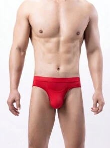 Ropa Interior Sexual De Doble Capa Para Hombres De Color Sólido - Rojo - Ver 1