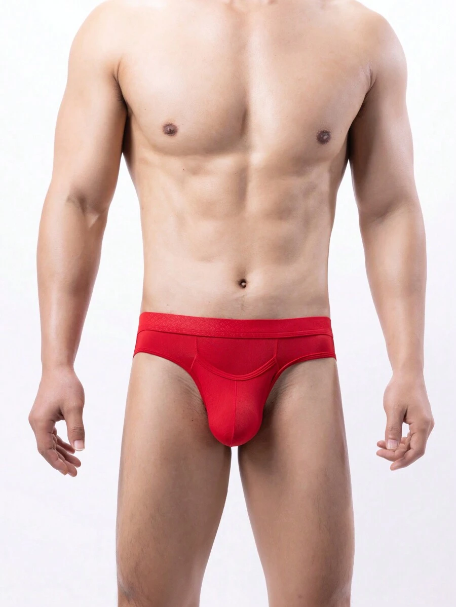 Ropa Interior Sexual De Doble Capa Para Hombres De Color Sólido - Rojo - Ver 1