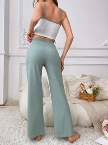 Butterfly & Letter Printed Cami Top And Pants Pajama Set - Mint Green - View 2