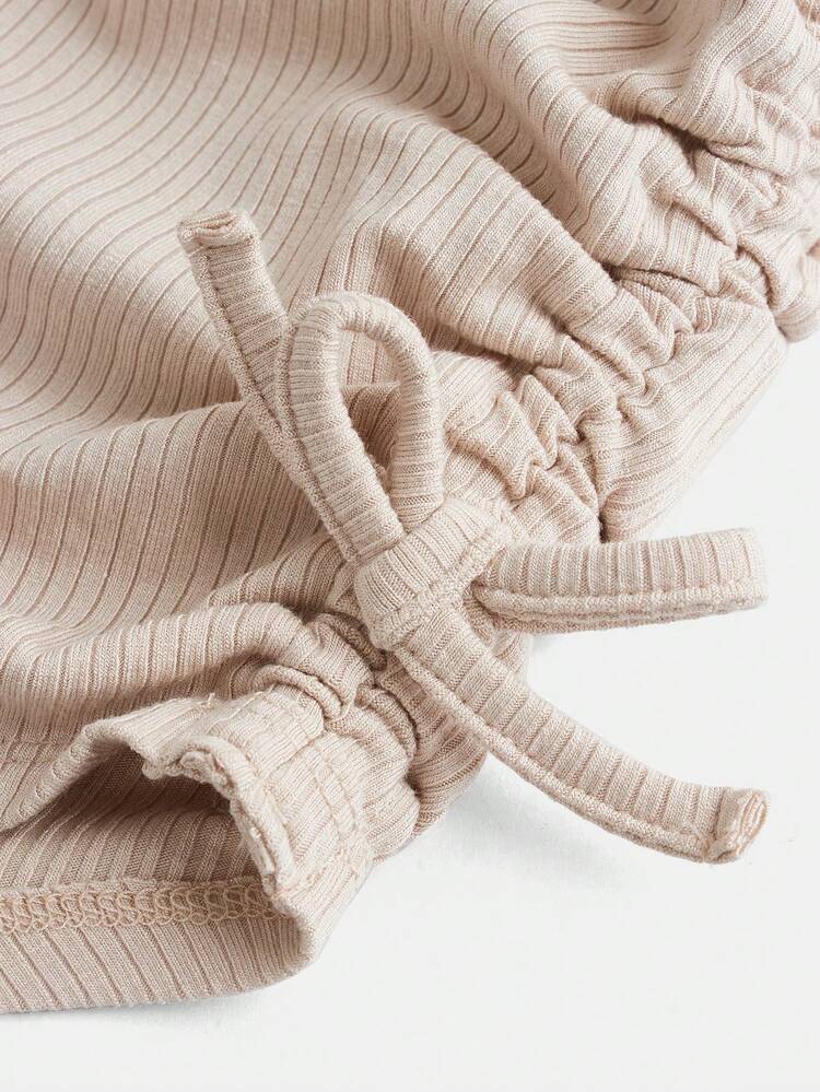 Teen Girl's Letter & Dog Printed Color Block Drawstring Pleated Casual Tank Top