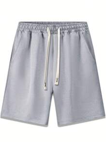 4pcs/Set Summer Men's Casual Sports Elastic Waist Drawstring Shorts, Solid Color Boardshorts For Beach Wear - Multicolor - View 4