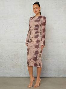 Silquee Women's Tie-Dye Printed Slim Fit Bodycon Dress