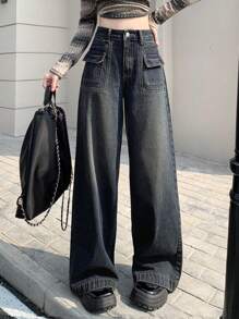 DAZY Pantalones vaqueros anchos para mujer, jeans holgados